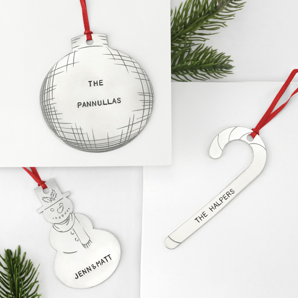Metal Stamping Blanks DIY Holiday Ornaments Project Kit (Ball, Snowman & Candy Cane), 14g - ImpressArt